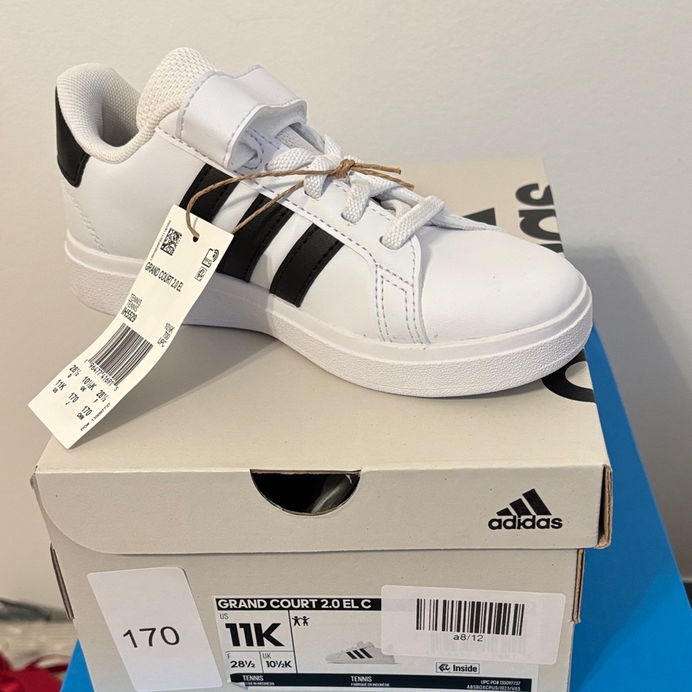 Adidas Kids Grand Court 2.0 White Black Sneakers